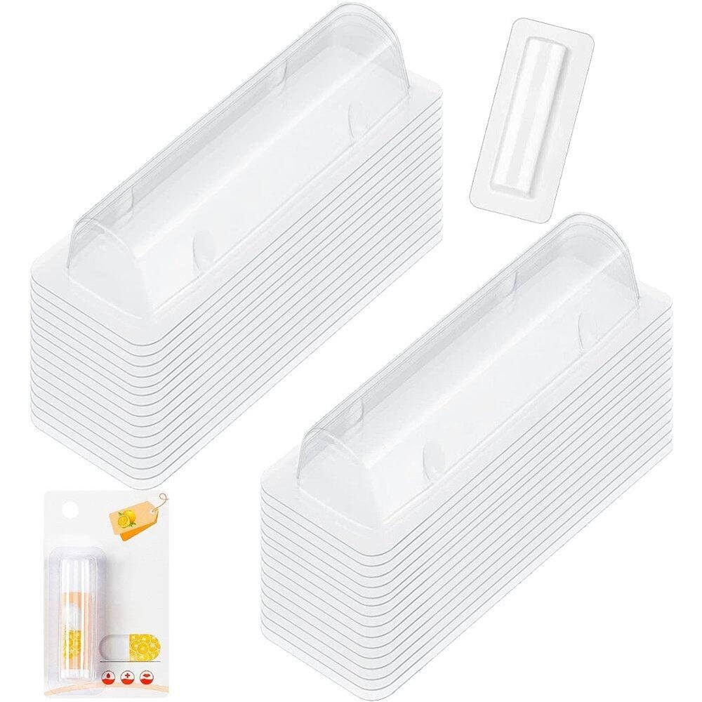Lpitoy 50-Piece Clear Plastic Dome Lip Balm Money Holders