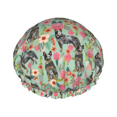 Blue Heeler Dog Shower Cap, Double-Layer Waterproof Hair Cap