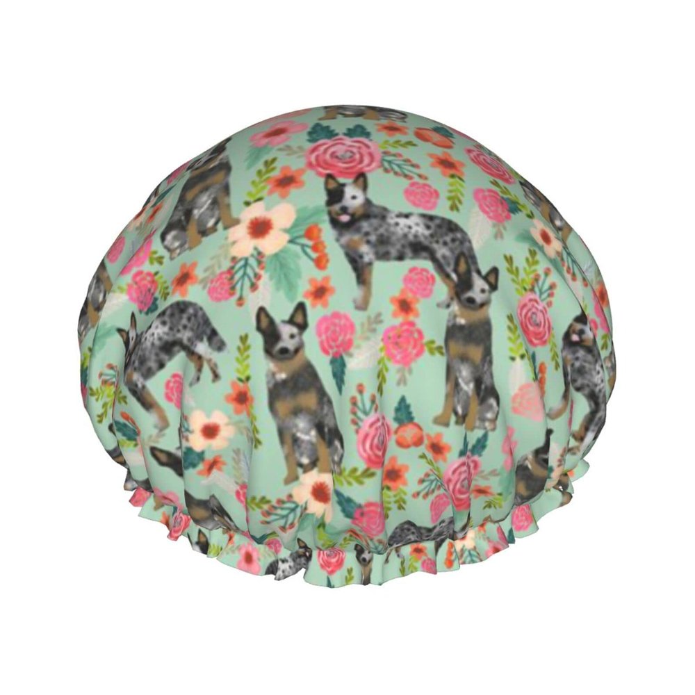 Blue Heeler Dog Shower Cap, Double-Layer Waterproof Hair Cap