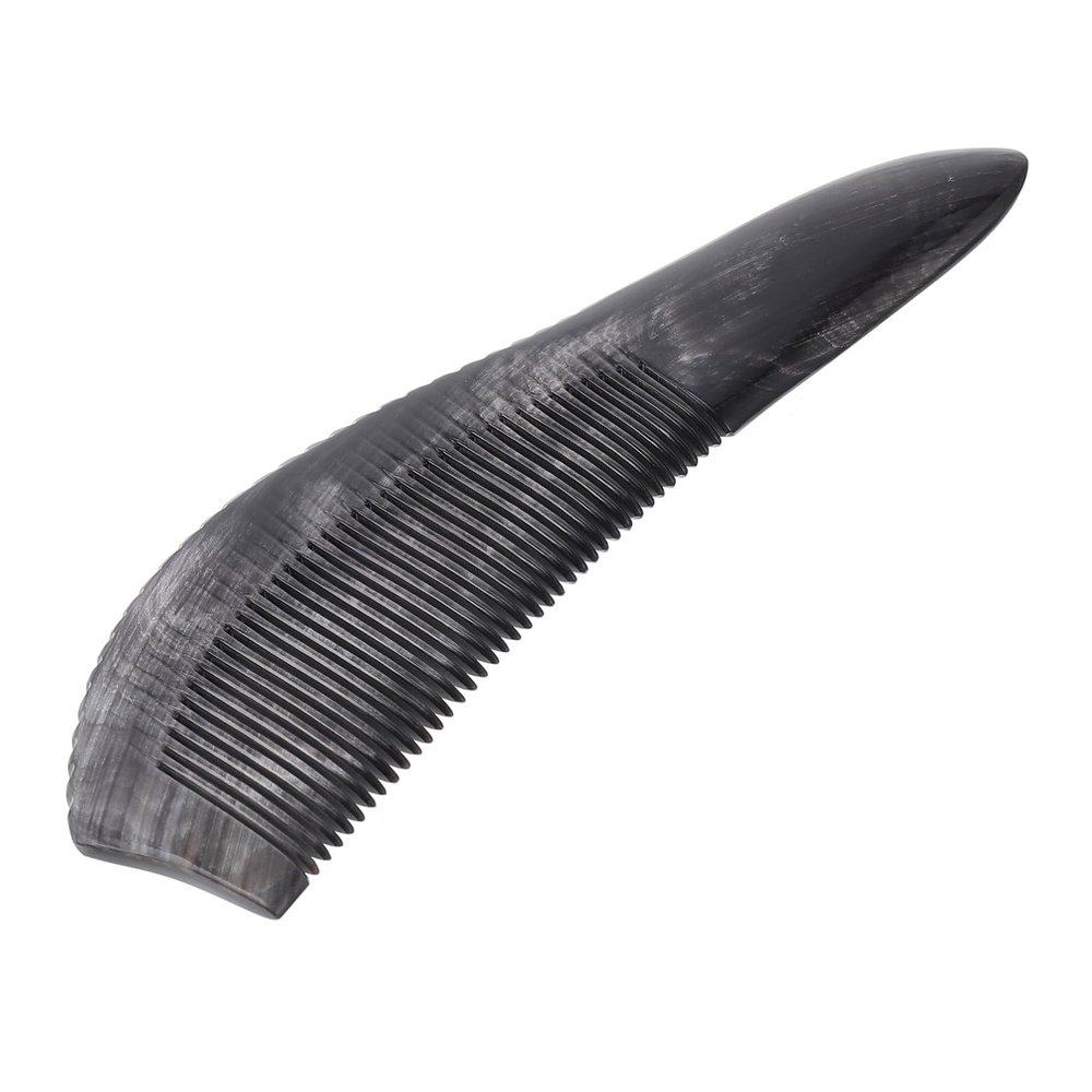 POPETPOP 1-Piece Black Water Buffalo Horn Comb, Wide-Tooth Anti-Static Hair and Scalp Massage Comb