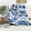 ASEELO 152 x 102 cm Blue Tropical Flower Fleece Blanket view 1
