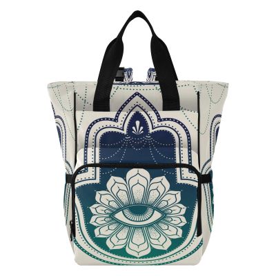 Caihoyu Girls' Diaper Bag Backpack, Multifunctional Waterproof, Hamsa Fatima, Multicolor