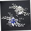 FRCOLOR Blue Pearl and Rhinestone Hair Comb, Handmade Wedding Hair Accessory view 2