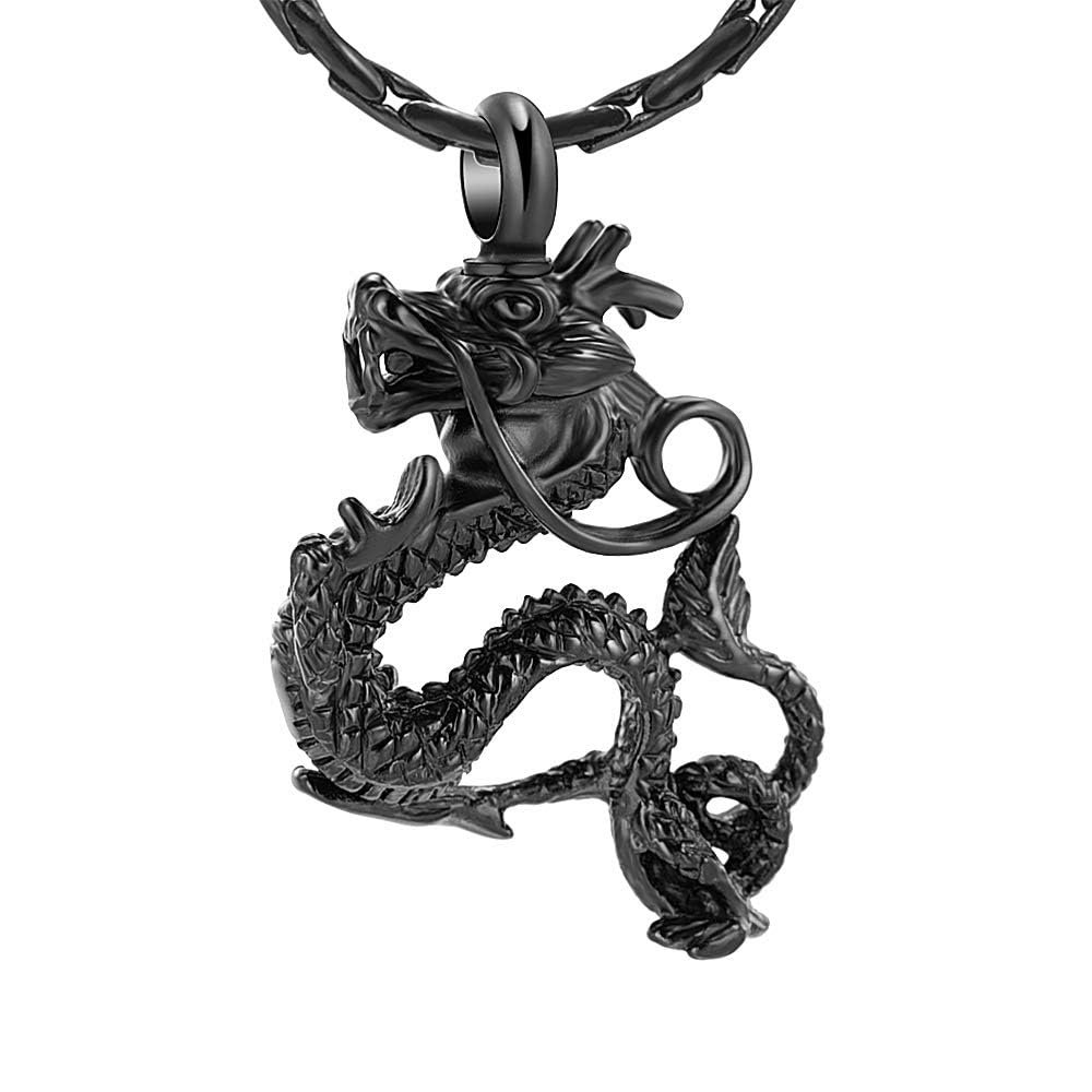 Dragon Cremation Ash Urn Necklace in Stainless Steel
