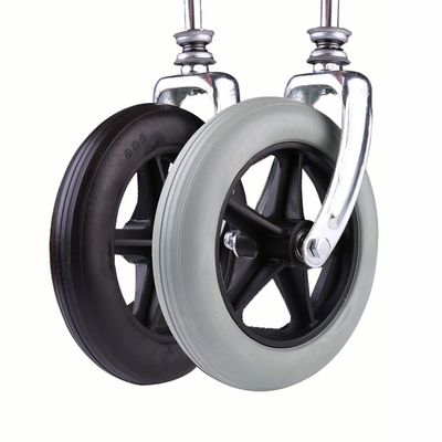 AiQima Wheelchair Replacement Front Wheels with Forks, 8 in, Black, 2-Pack