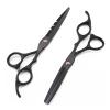 Hair-Cutting Scissors, 5.5/6-Inch Barber Scissors, Straight-Cut and Thinning Scissors, Black, Hair-Cutting Set (Color: 6-Inch Blue Set) view 1