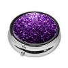 Round Glitter Pill Case, Portable and Compact, Ideal for Travel, Purple view 2