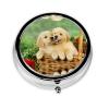 Round Golden Retriever Pill Case, Portable and Compact view 1