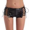 Women’s Bodysuit with Garters, Sexy Wetlook Leather Mini Dress, Backless Halter Clubwear Lingerie Set, Black, 2-Piece view 2