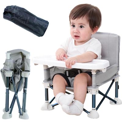 JIAMIAN Portable Folding Baby High Chair with Removable Tray, Gray