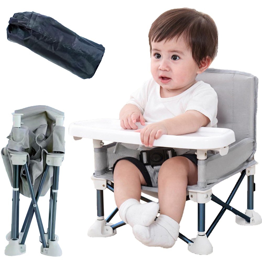 JIAMIAN Portable Folding Baby High Chair with Removable Tray, Gray