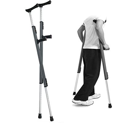 SilteD Height-Adjustable Forearm Crutches, Pair, Ergonomic Extendable Aluminum Crutches with Padded Grips, Supports up to 550 lb (Blue)