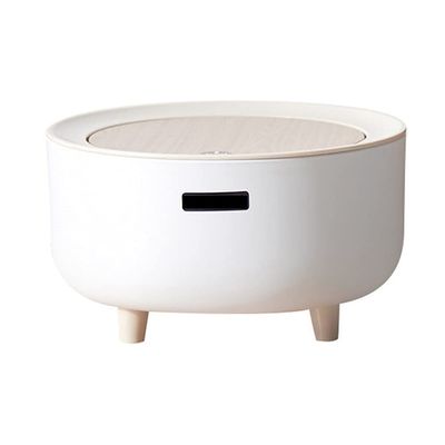 Skanka Portable Mini Trash Can with Swing-Top Lid, Gray