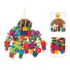 Amosfun 1pc Wooden Parrot Toy, Hanging Bird Cage Toy with Wooden Blocks for Shredding view 2