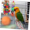 Amosfun 1pc Wooden Parrot Toy, Hanging Bird Cage Toy with Wooden Blocks for Shredding view 3