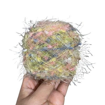 50 g/piece Metallic Feather Bean Yarn for Hand Knitting and Contrast Crochet, Companion Yarn, Long-Hair Eyeflash Fancy Line (Color: 9)