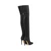 11 cm/4.33 in Women's Denim Thigh-High Stiletto Boots, Pointed Toe, Black, EU 43 view 1