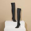 11 cm/4.33 in Women's Denim Thigh-High Stiletto Boots, Pointed Toe, Black, EU 43 view 3