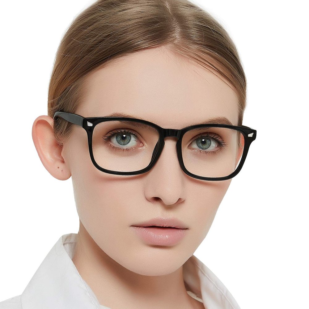 OCCI CHIARI Blue-Light-Filtering Reading Glasses for Women 4.0, Medium Rectangular Computer Glasses, Fashionable Readers with Metal Hinges (Black, 400)