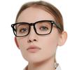 OCCI CHIARI Blue-Light-Filtering Reading Glasses for Women 4.0, Medium Rectangular Computer Glasses, Fashionable Readers with Metal Hinges (Black, 400) view 2