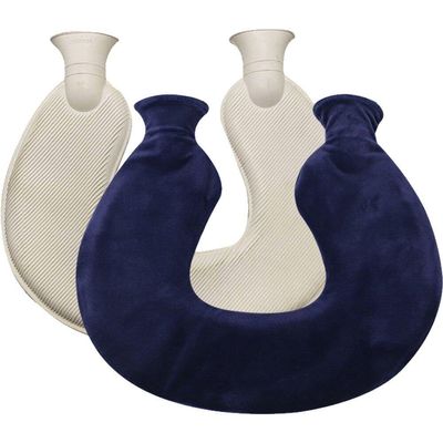 Sanfly 1L U-Shaped Hot Water Bottle with Washable Crystal Fleece Cover