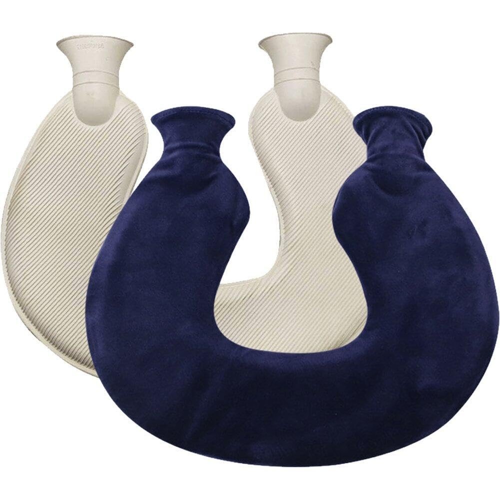 Sanfly 1L U-Shaped Hot Water Bottle with Washable Crystal Fleece Cover