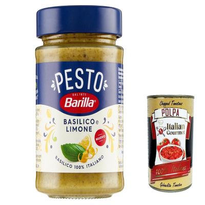 Italian Gourmet Pesto Basilico e Limone Pasta Sauce, 12 x 190 g, Gluten-Free