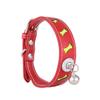 Adjustable Red PU Leather Pet Collar with Bell view 1