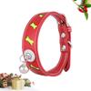 Adjustable Red PU Leather Pet Collar with Bell view 2