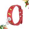 Adjustable Red PU Leather Pet Collar with Bell view 3