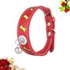 Adjustable Red PU Leather Pet Collar with Bell view 4