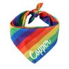 Personalized Embroidered Name Dog Bandana, Rainbow Cotton Triangle Scarf for Medium Dogs view 1