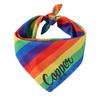 Personalized Embroidered Name Dog Bandana, Rainbow Cotton Triangle Scarf for Medium Dogs view 2