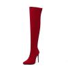 WOkismD 12 cm/4.72 in Pointed-Toe Over-the-Knee Stiletto Boots, Red, EU 47 view 1
