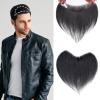 Men’s Human Hair PU Frontal Hairpiece for Receding V-Shaped Hairlines, Black, 1.57 × 6.3 in view 1