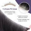 Men’s Human Hair PU Frontal Hairpiece for Receding V-Shaped Hairlines, Black, 1.57 × 6.3 in view 2