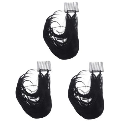 ABOOFAN 3-Piece Messy Bun Hairpiece for Synthetic Hair, Easy to Attach with Comb Clip, for Voluminous Hairstyles, Natural Black