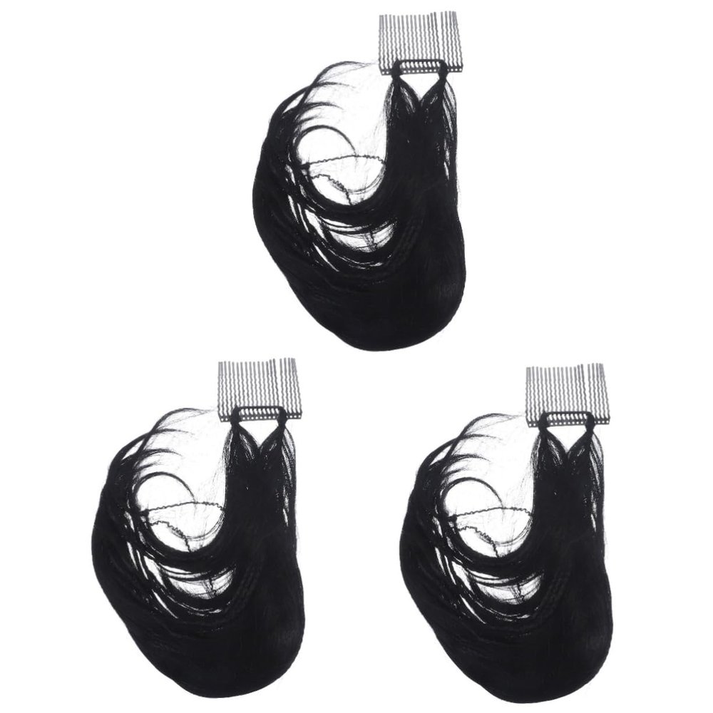 ABOOFAN 3-Piece Messy Bun Hairpiece for Synthetic Hair, Easy to Attach with Comb Clip, for Voluminous Hairstyles, Natural Black