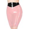 IDDSI Transparent Pink and Black Sexy Latex Mini Skirt with Short Back Zipper and Rubber Trim at Top, Sea Blue and Black, XXL view 1