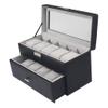 2-Tier Watch Box Organizer for 20 Men’s Wristwatches, PU Leather Storage Case with Glass Top, Large Holder Gift view 1