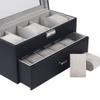 2-Tier Watch Box Organizer for 20 Men’s Wristwatches, PU Leather Storage Case with Glass Top, Large Holder Gift view 2