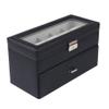 2-Tier Watch Box Organizer for 20 Men’s Wristwatches, PU Leather Storage Case with Glass Top, Large Holder Gift view 3