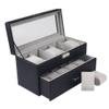 2-Tier Watch Box Organizer for 20 Men’s Wristwatches, PU Leather Storage Case with Glass Top, Large Holder Gift view 4