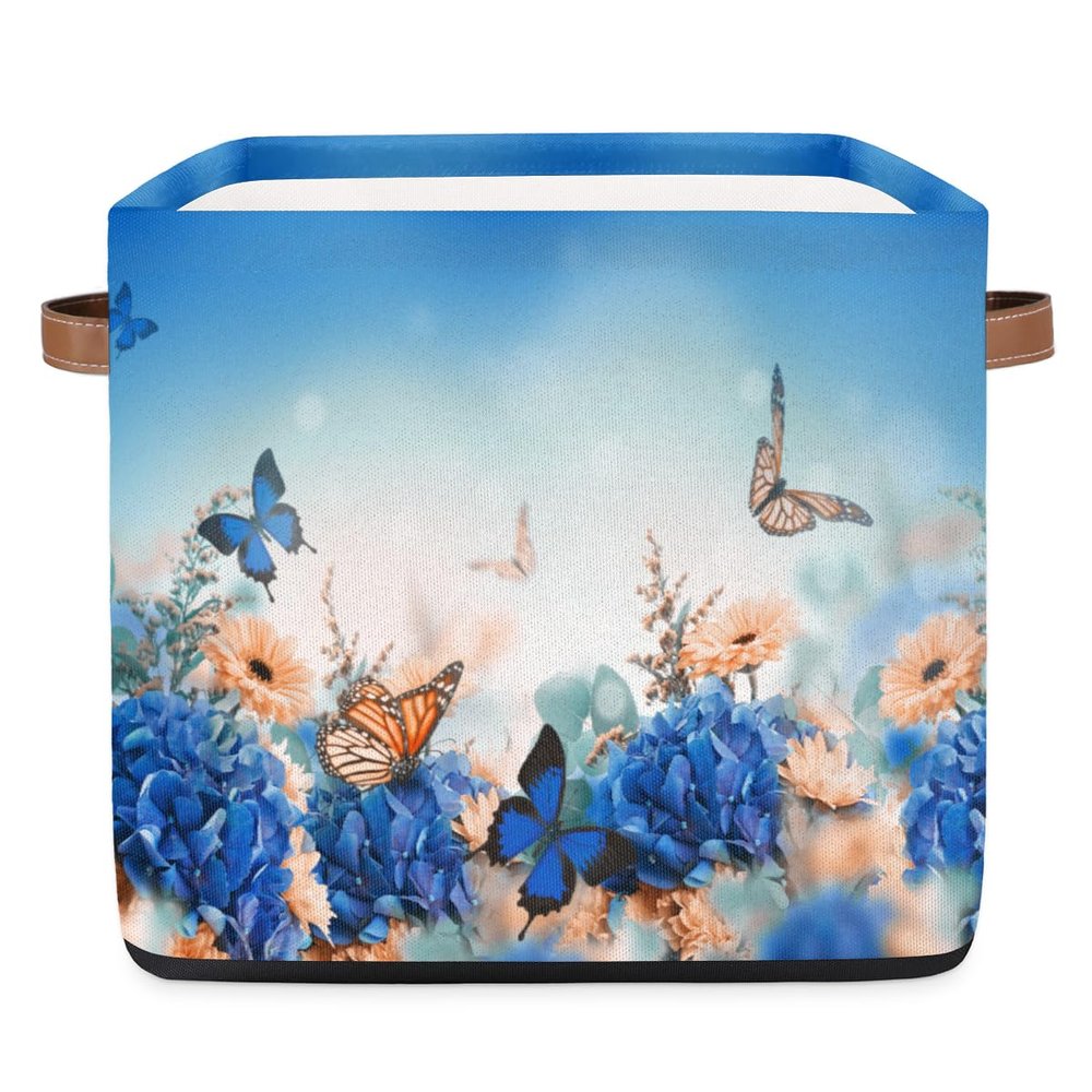 TropicalLife Foldable Storage Basket with Butterfly Flowers, 36 L
