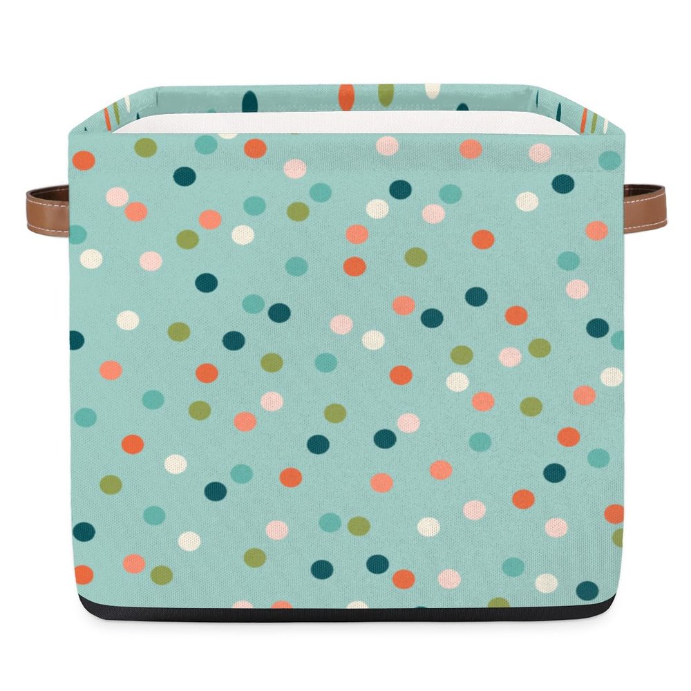 TropicalLife 36 L Foldable Fabric Storage Basket with Colorful Dots