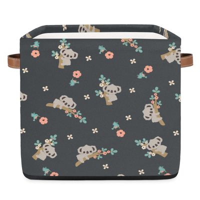 TropicalLife Koala Storage Basket with Floral Pattern, 36 L, Foldable Fabric Organizer