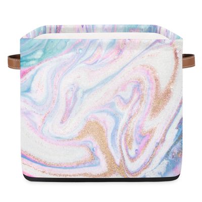TropicalLife Marble Swirl Storage Basket, 36 L, Foldable Fabric Organizer