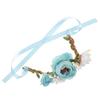 minkissy 5-Piece Pet Collar Set with Floral Decorations for Kittens and Small Cats, Blue Stripe Fabric view 3
