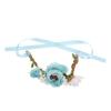 minkissy 5-Piece Pet Collar Set with Floral Decorations for Kittens and Small Cats, Blue Stripe Fabric view 4