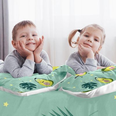 3-Piece Queen Duvet Cover Set with 2 Pillowcases, Breathable Tencel, Green Avocado Pattern